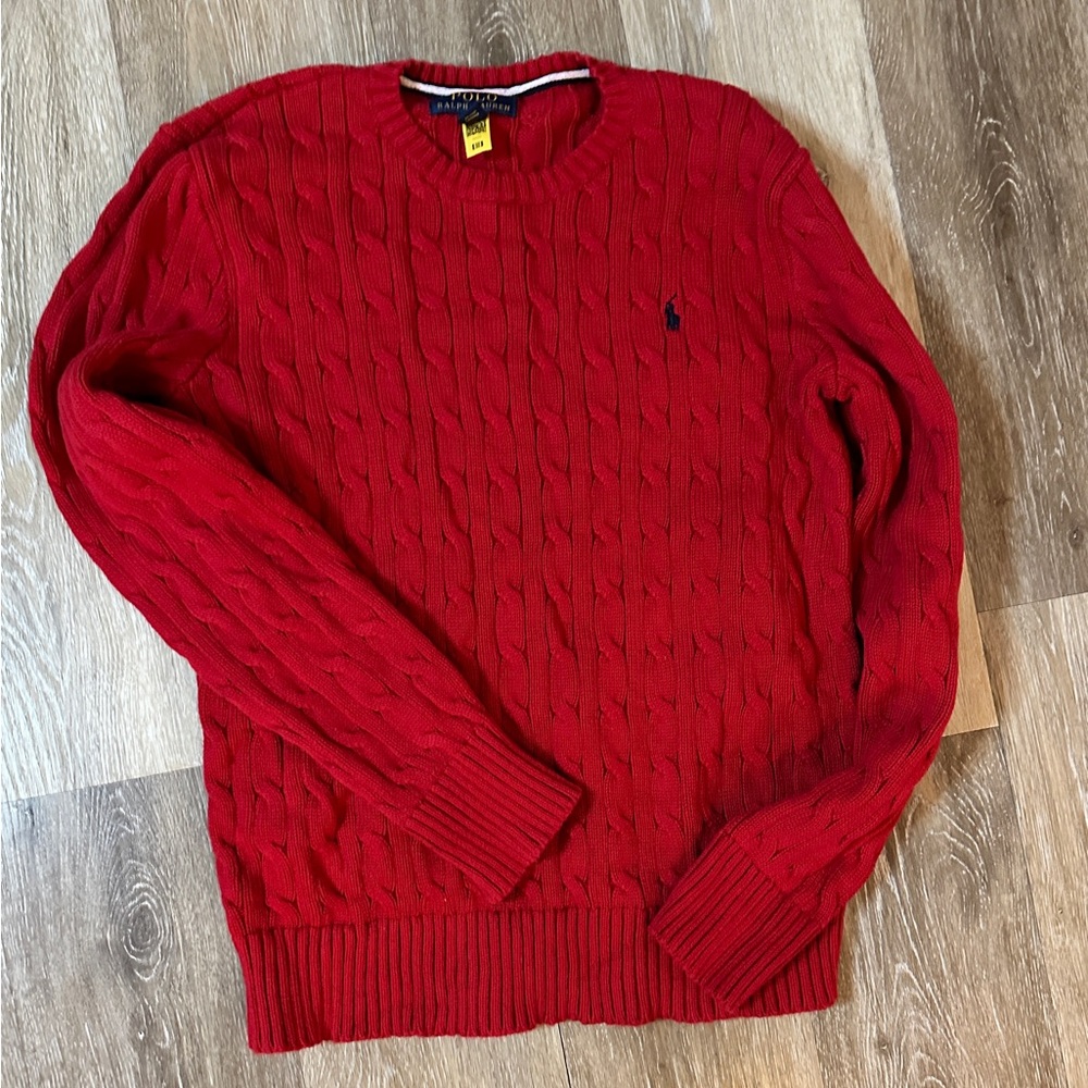 Polo by Ralph Lauren Kids Red Cable Knit Sweater